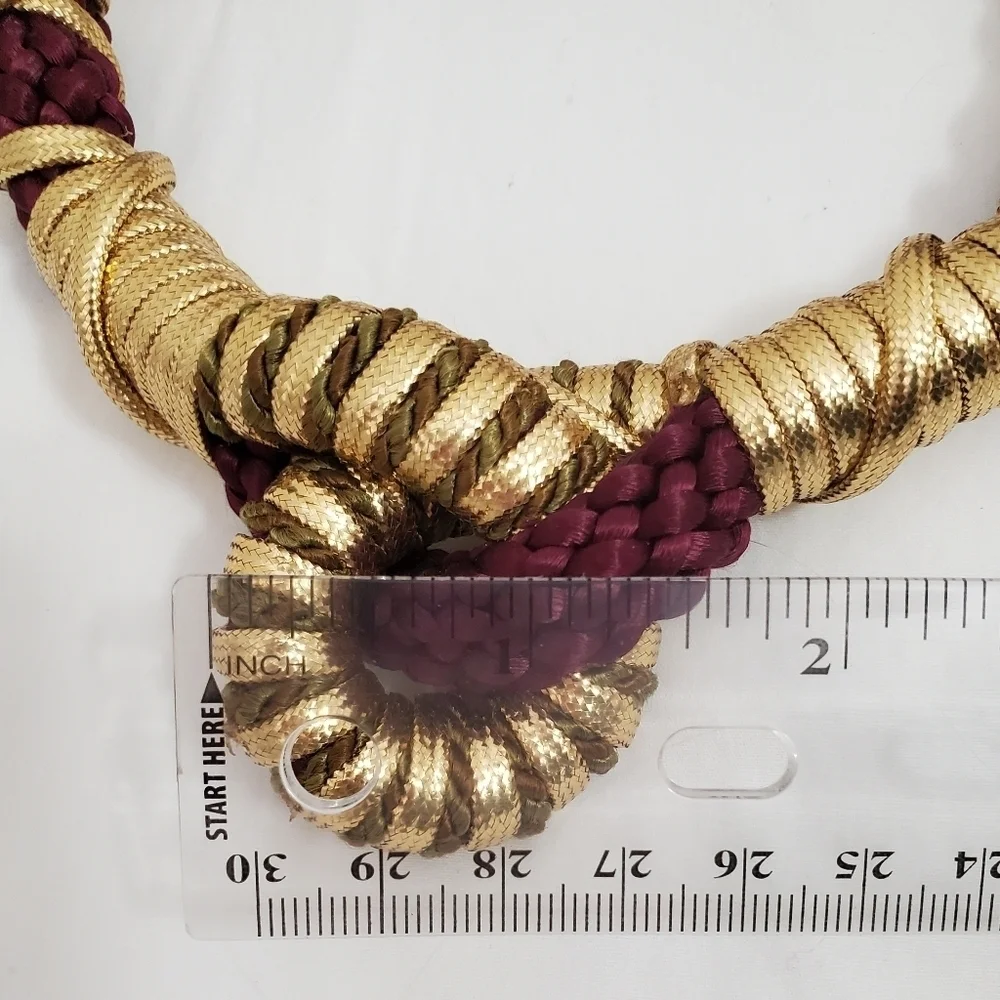 Vintage Maroon & Gold Rope Necklace